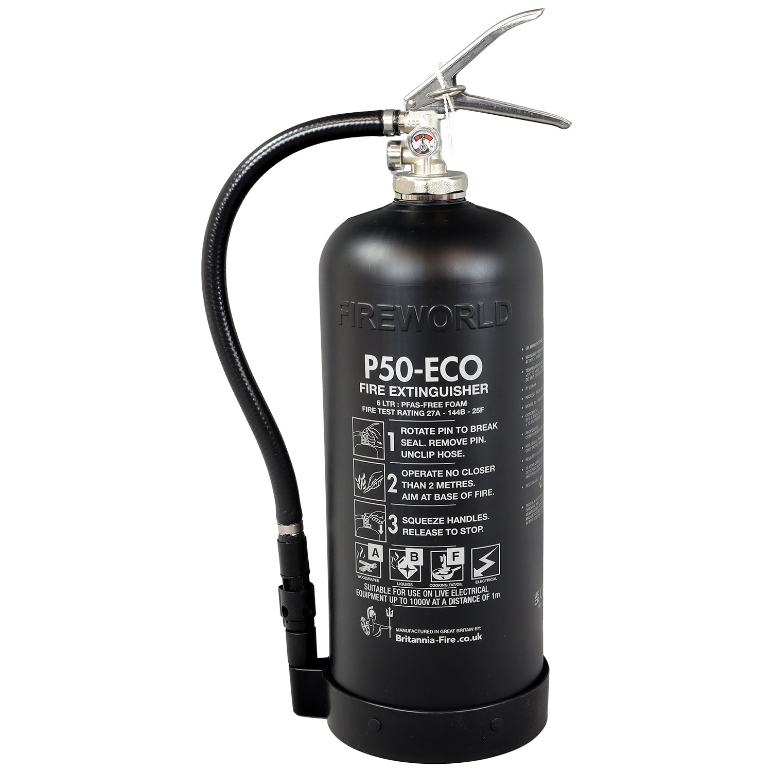 Black P50 Service-Free 6 Litre Foam Fire Extinguisher – Fluorine-Free