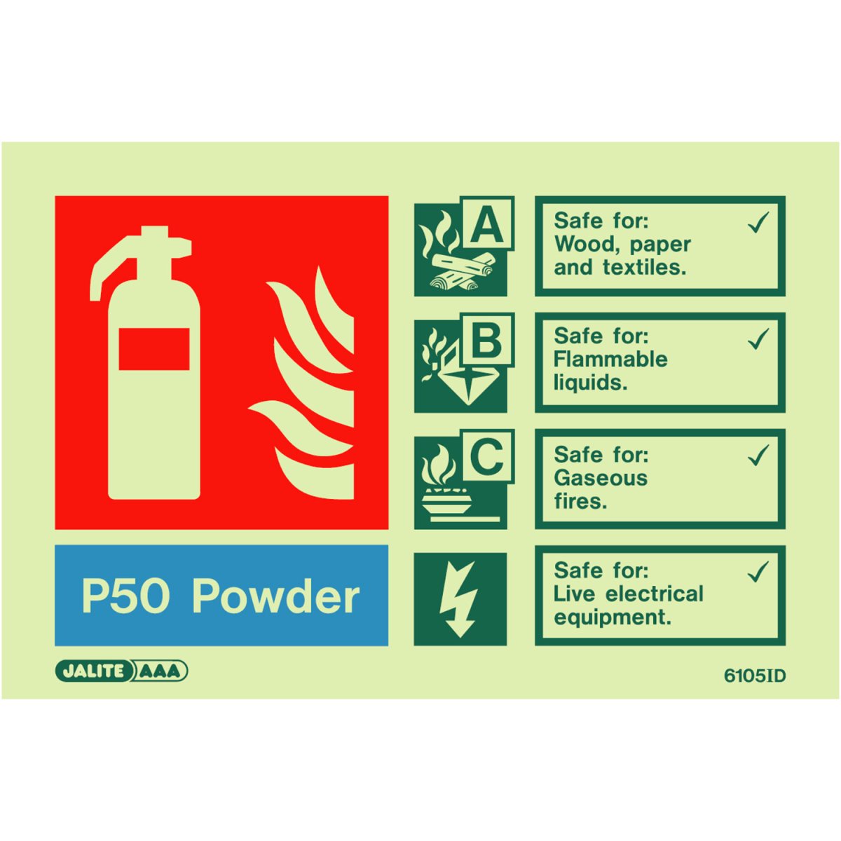 P50 Powder Fire Extinguisher Sign