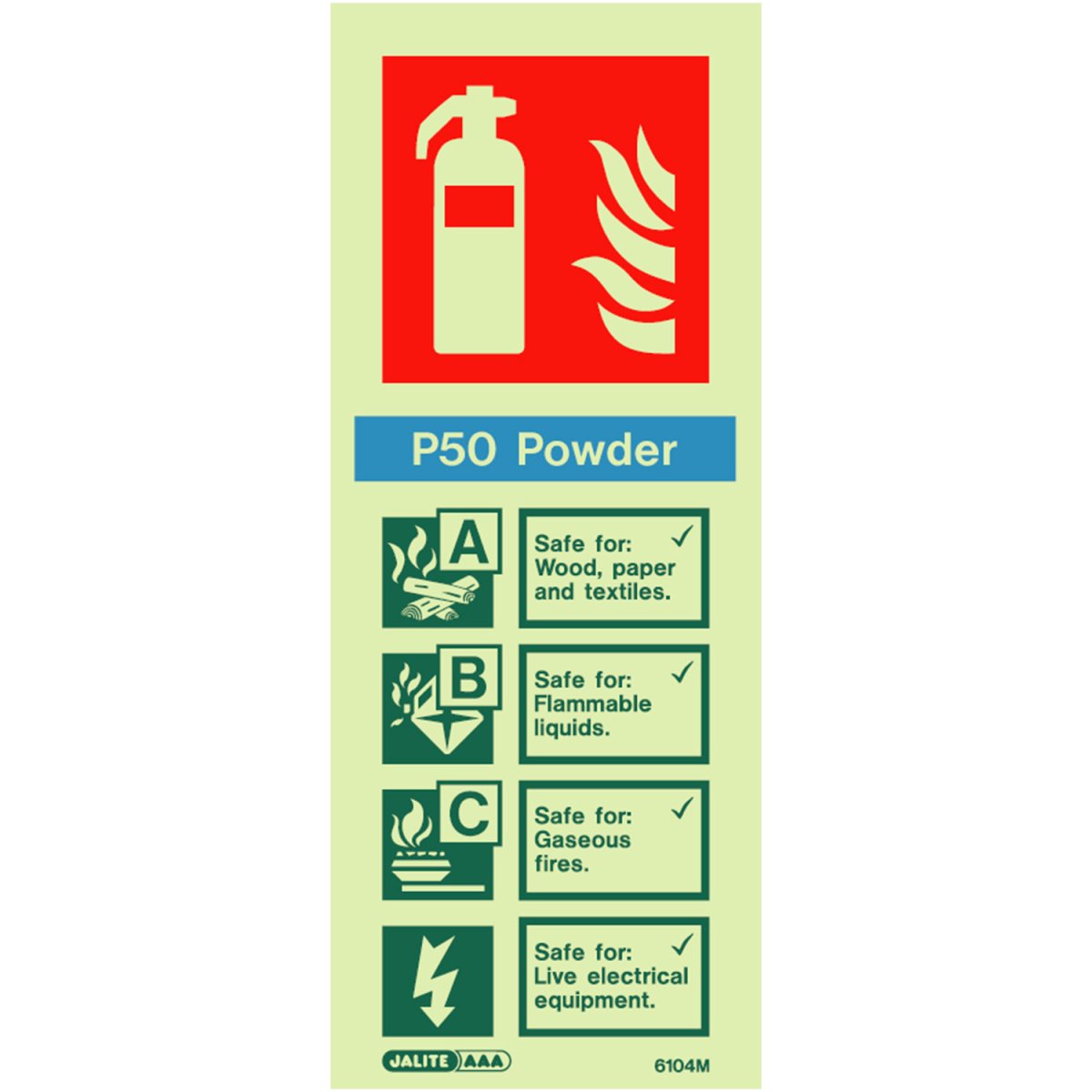 P50 Powder Fire Extinguisher Sign
