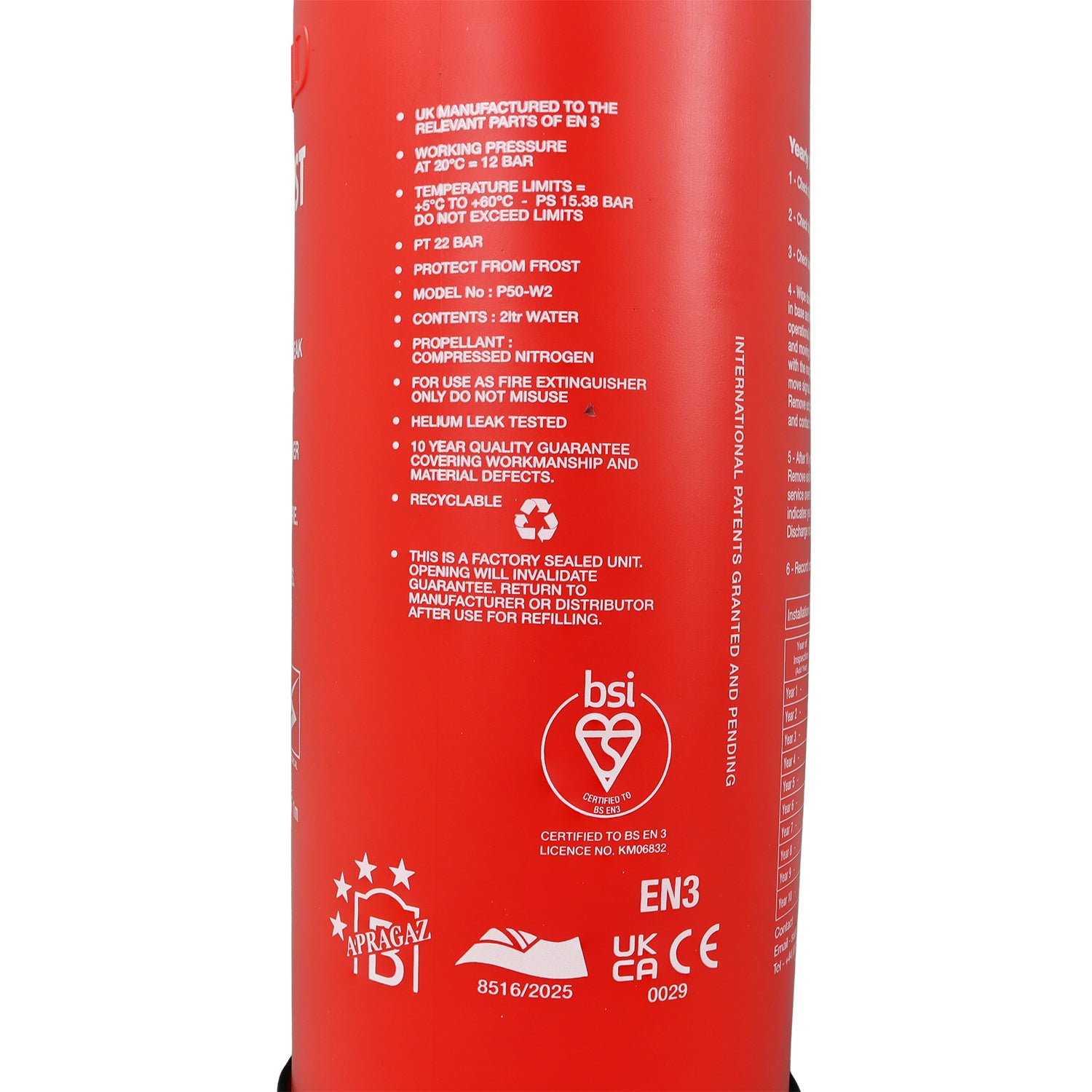 P50 Service-Free 2 Litre Water Mist Fire Extinguisher
